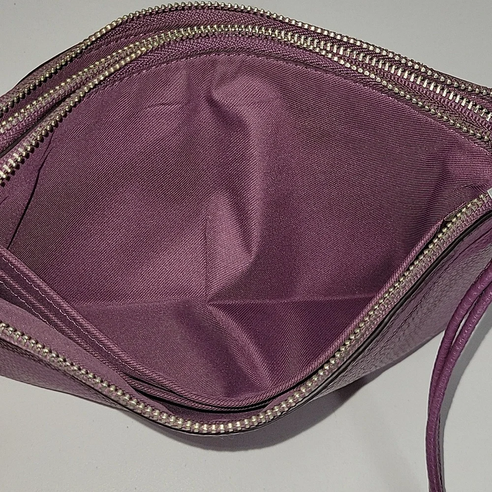 Coach Purple Pebble Leather Wristlet Clutch Bag F87587